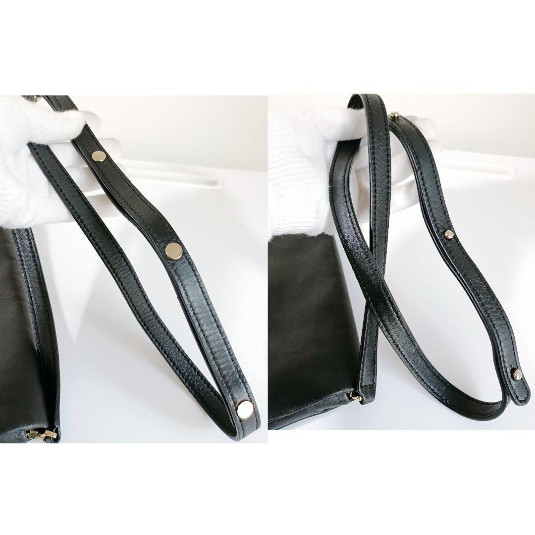 美品 アニヤハインドマーチ 斜めがけ可 ショルダーバッグ レザー　ブラック