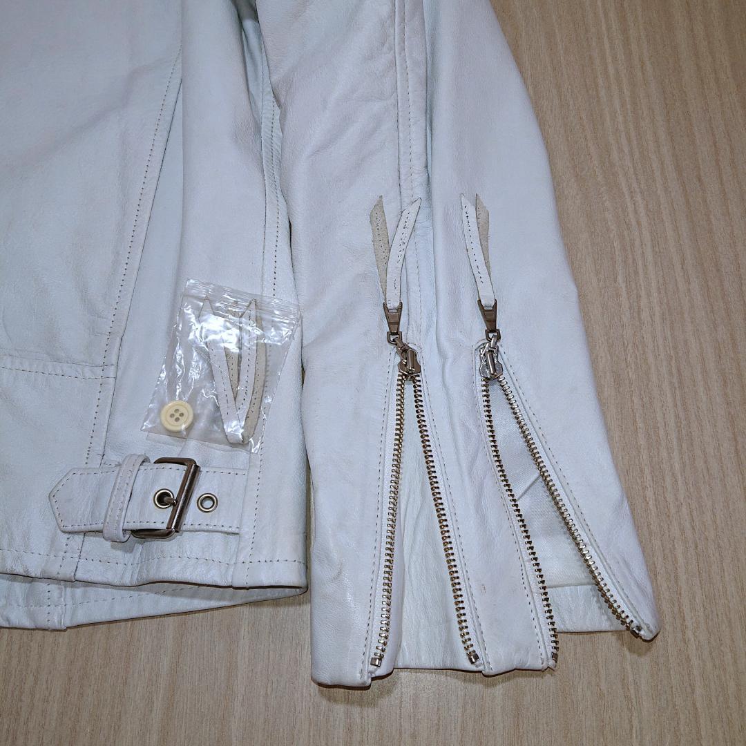 激レア TAKA-Q ライダースジャケット シングル Lサイズ ホワイト 牛革