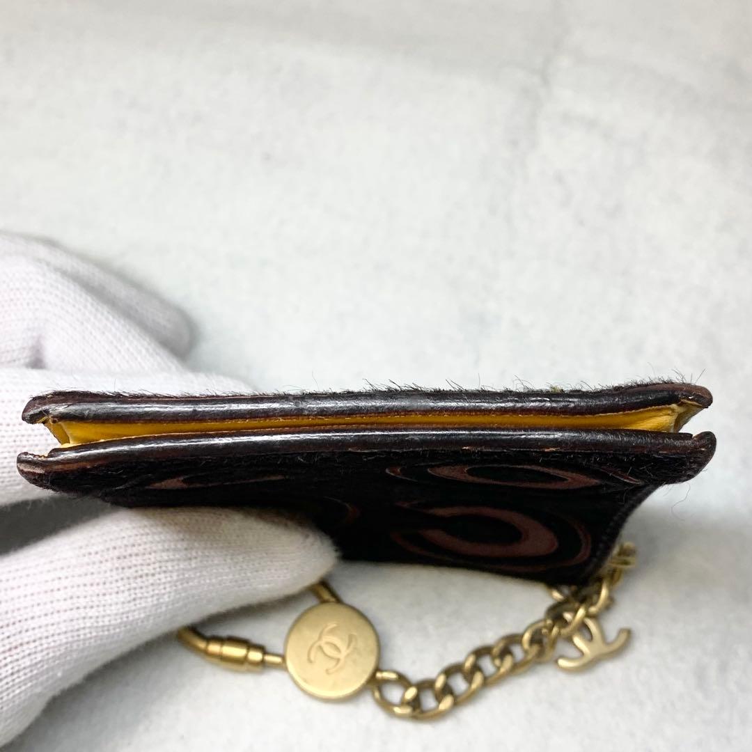 希少 CHANEL ケース ココマーク ハラコ レザー キーリング