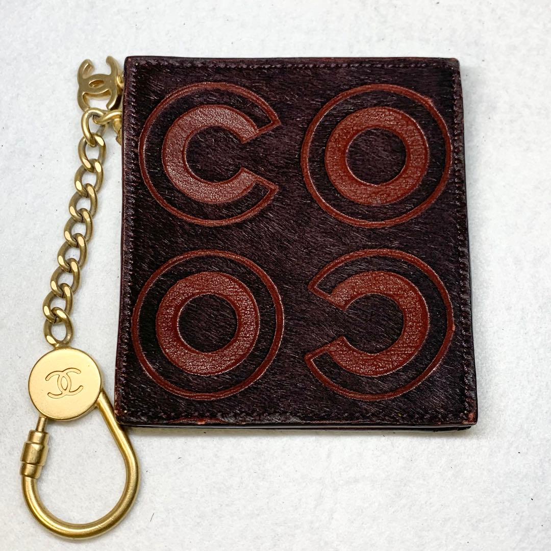 希少 CHANEL ケース ココマーク ハラコ レザー キーリング