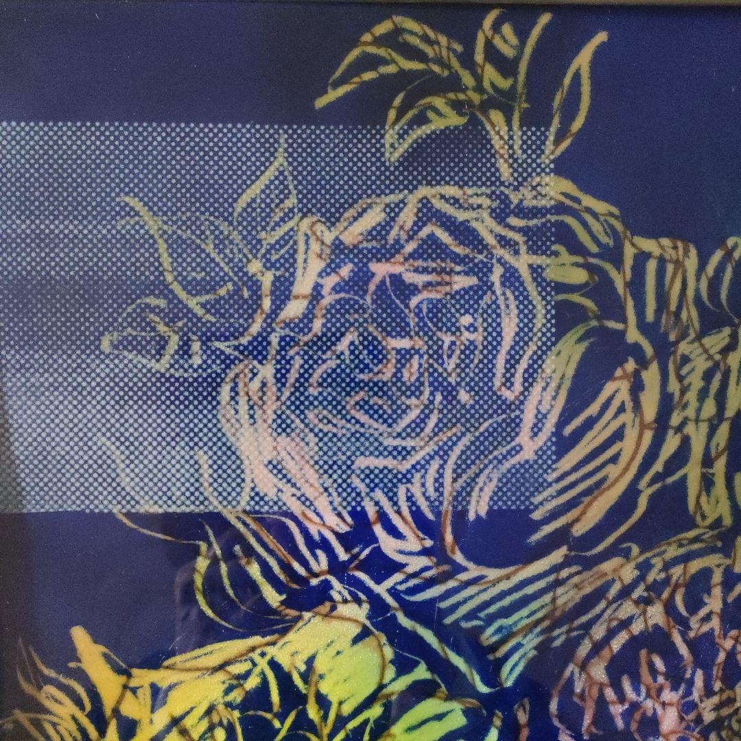 佐野登志子(日展七宝作家)　大判七宝焼『ルドゥーテの花による』額装、共シール付