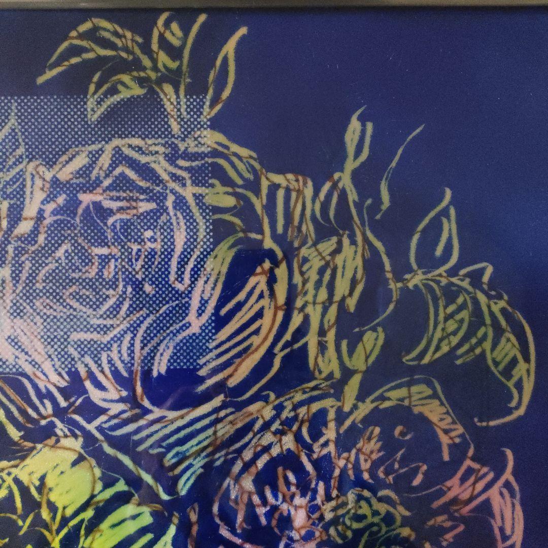 佐野登志子(日展七宝作家)　大判七宝焼『ルドゥーテの花による』額装、共シール付