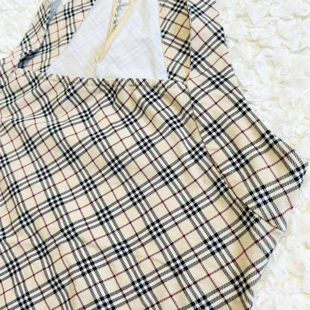 【バーバリーブルーレーベル】ノバチェック　ホルターネック　日本製　ベージュ