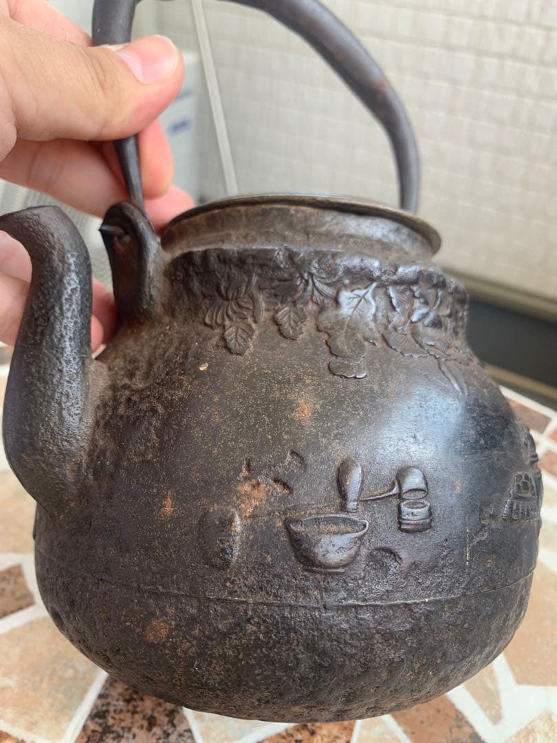 龍文堂造 茶道具図瓢箪形鉄瓶