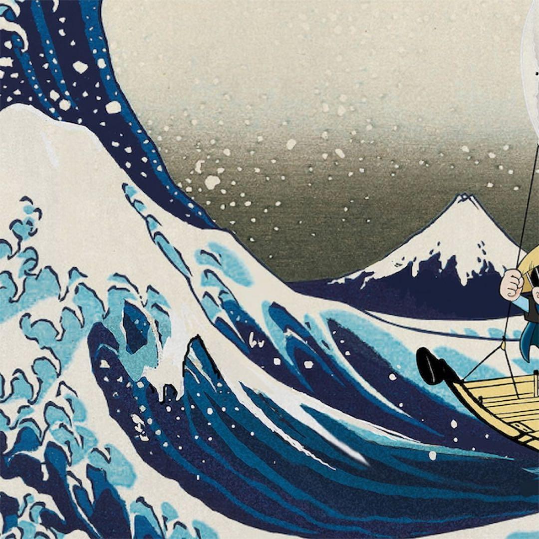 新品 国内正規品 ドラえもん 版画 浮世絵木版画 富嶽三十六景 神奈川