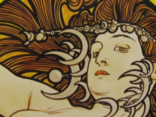 アルフォンス・ミュシャ、婦人の胸像（メダイヨン）、希少な画集より