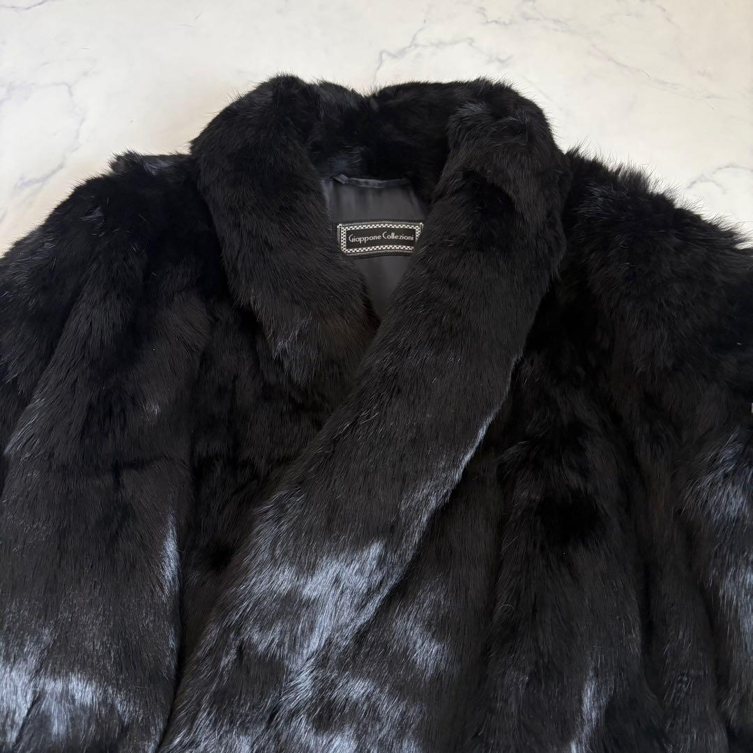 【本毛皮】希少なメンズ毛皮コート サイズ XLダブル 黒 リアルファー