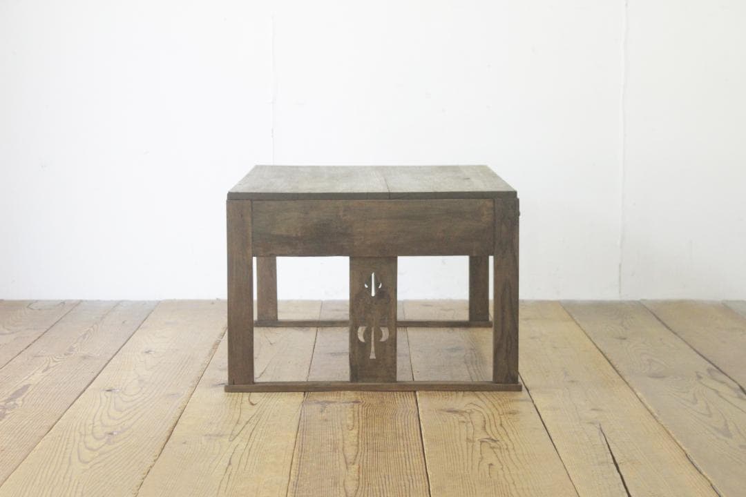 レトロ 文机 ローテーブル 座卓 無垢材 引き出し 抽斗 2杯