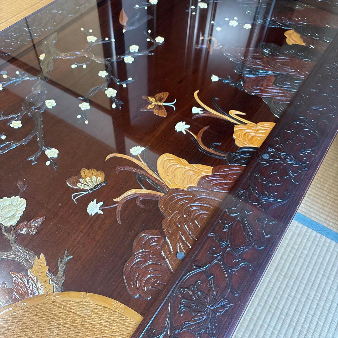 中澤唐木 好斎之作 座卓 ローテーブル ガラス天板付き