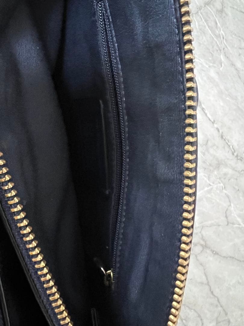 【極美品】COACH コーチ 2way ショルダーバッグ ネイビー 型押しレザー