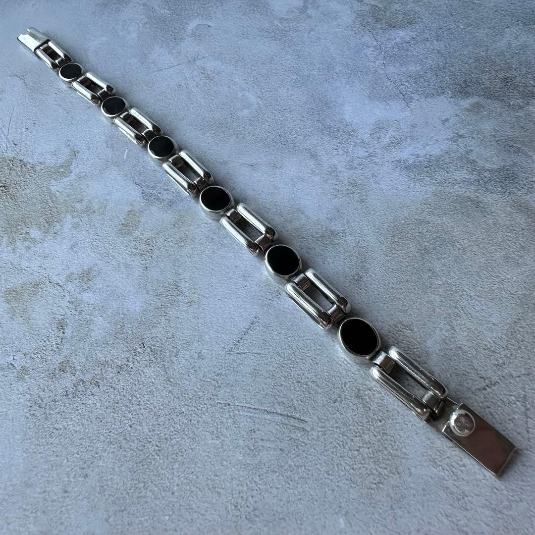 ヴィンテージ オニキスリンクブレスレット シルバー925 メキシコ製