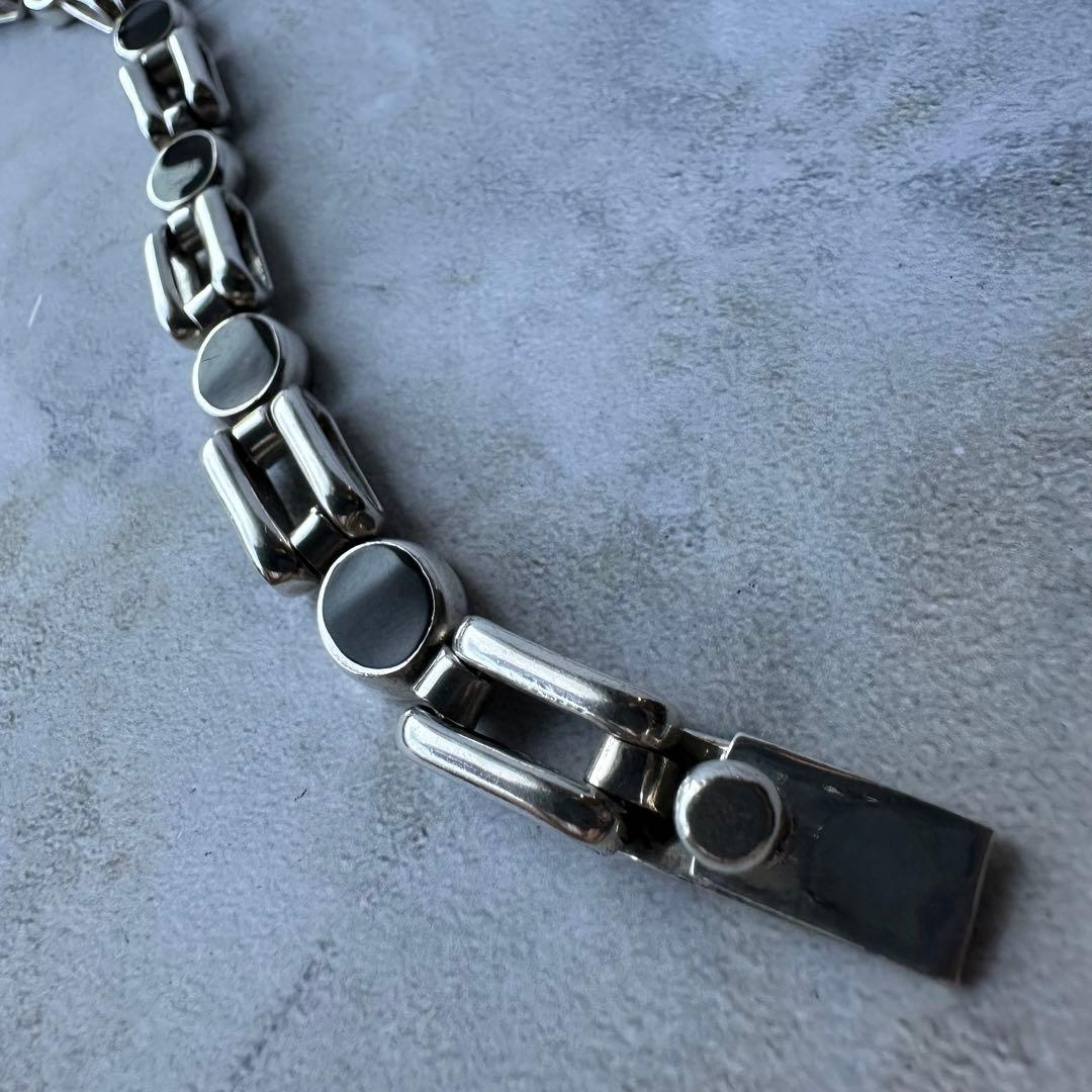 ヴィンテージ オニキスリンクブレスレット シルバー925 メキシコ製