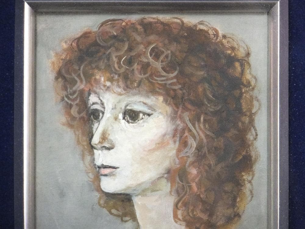 寺島龍一 直筆サイン『紫の首飾り』キャンヴァスに油彩 サムホール 0313A