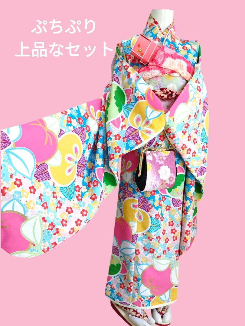 ブランドぷちぷり着物に友禅調の作り帯セット