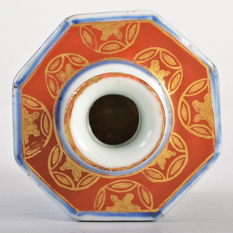 伊万里焼 古伊万里 色絵金彩 祥瑞鳳凰文 六角振出 時代箱付 V R6735