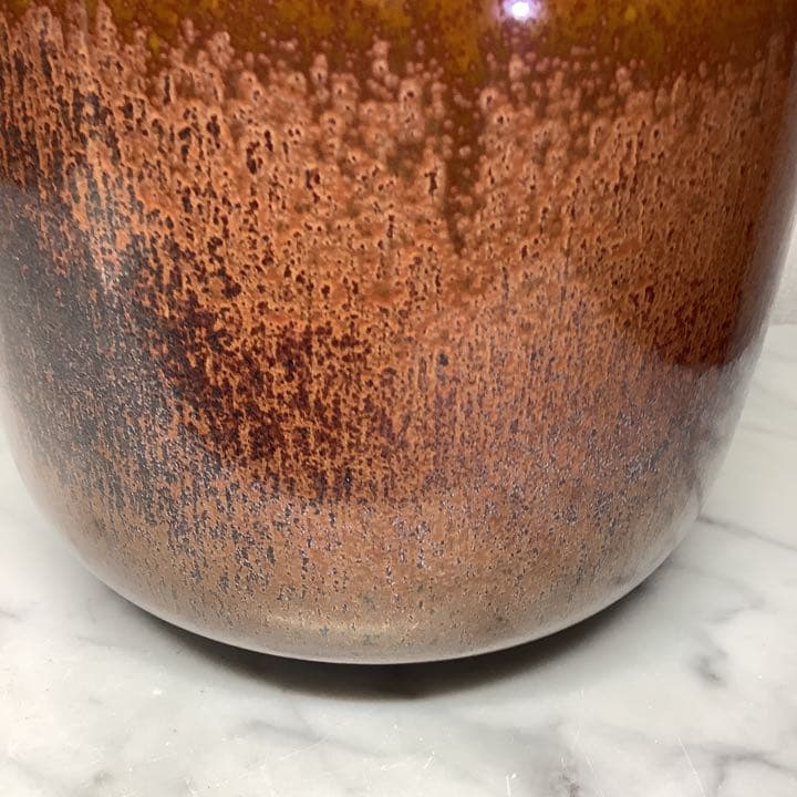 「値下げ」小杉焼　鉄砂　花生(花瓶)  池上栄一　共箱、共布