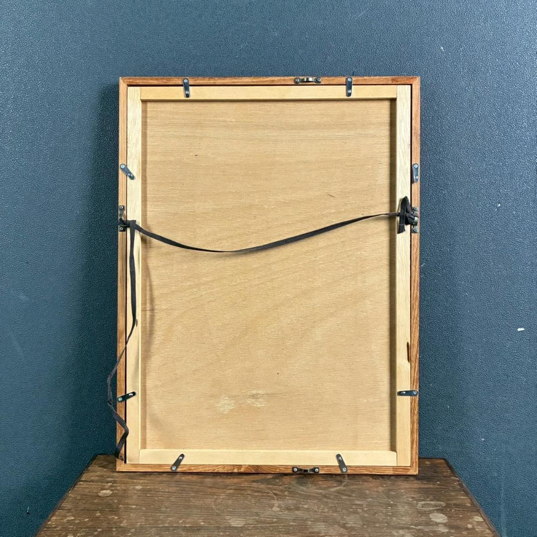 畦地梅太郎「鳥とともに」木版画 直筆サイン入り 1969年作 山男 版画家