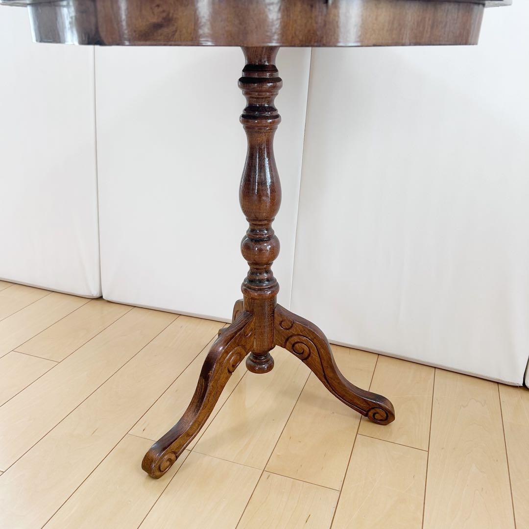 コーヒーテーブル 花象嵌 艶あり アンティーク家具 イタリア ロココ調