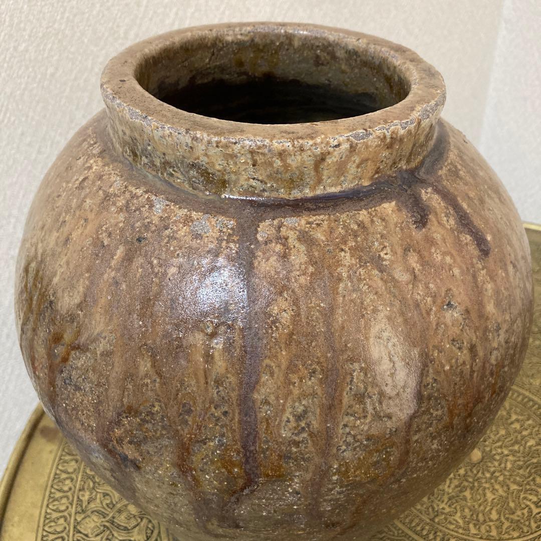 古壺　花瓶　飾り壺　大型〈検 常滑　信楽　三筋壺　自然釉　古越前　古丹波　種壺