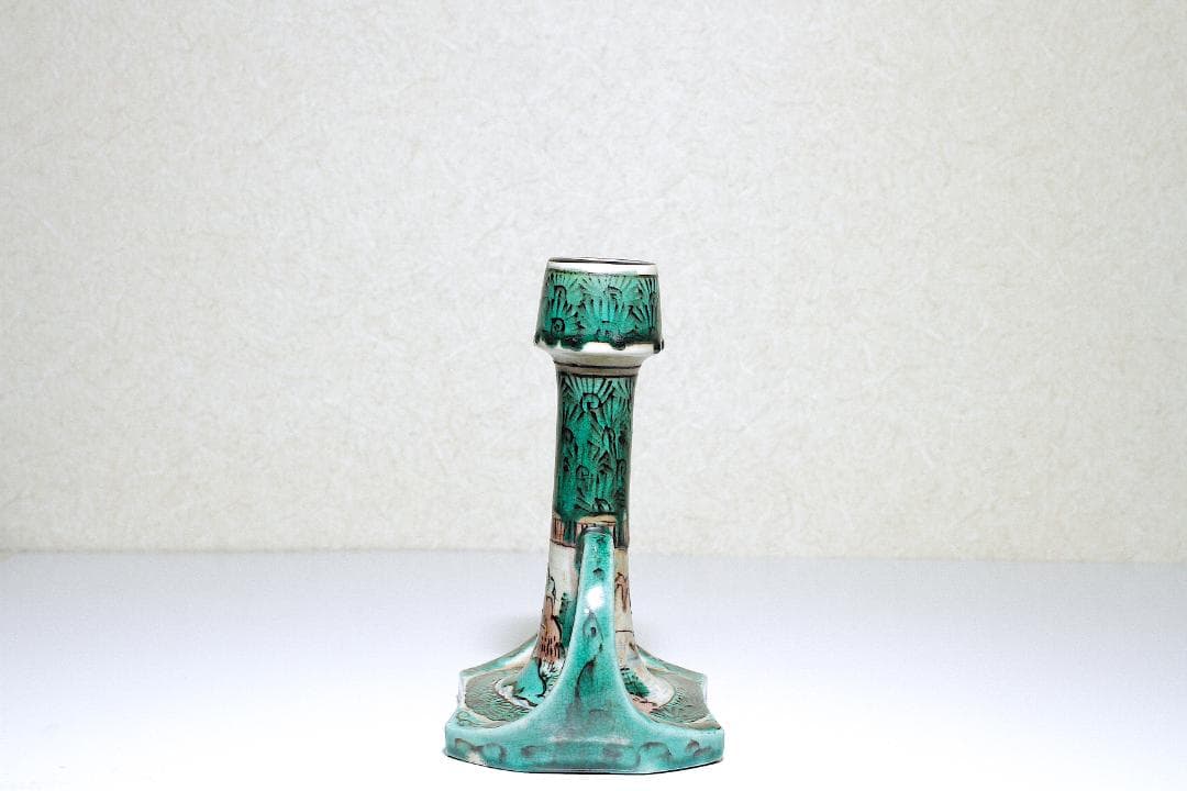 古九谷 青手 山水図 燭台