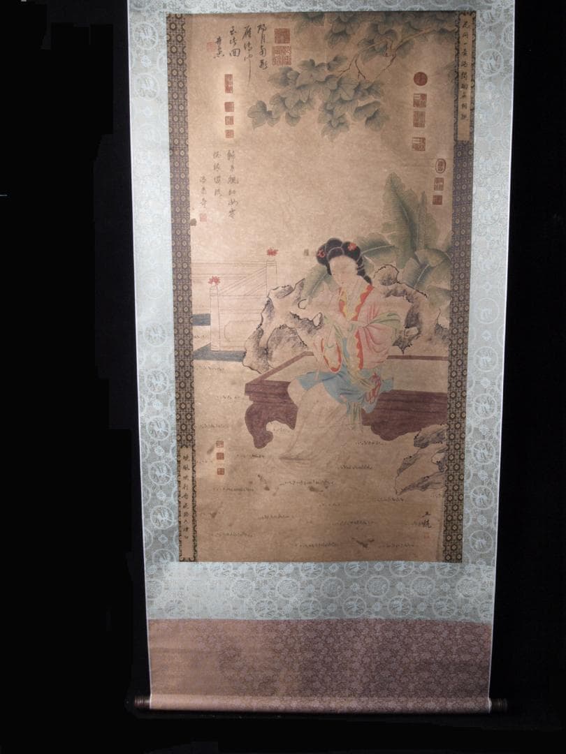 骨董掛け軸】美女図 肉筆保證 捲り 中国古美術 AK532A12-1 - メルカリ