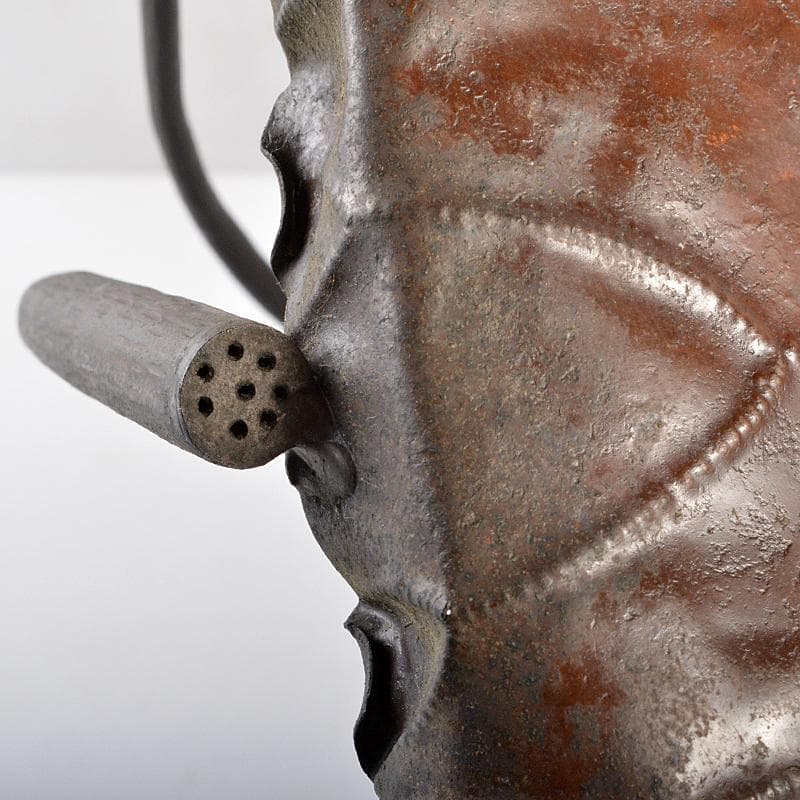 時代金工　古銅鎚出　蓮葉　持手菓子器　F　R5996B