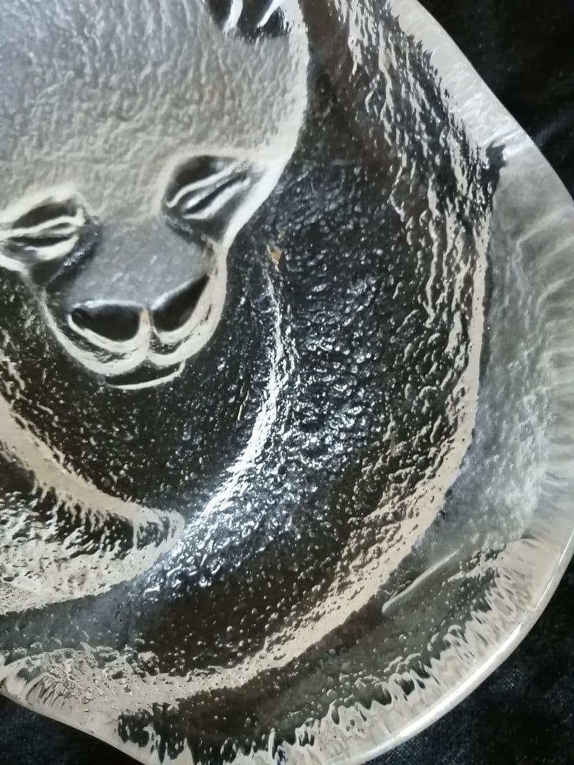 パンダ ガラス細工トレイ ガラス工芸品 レア品