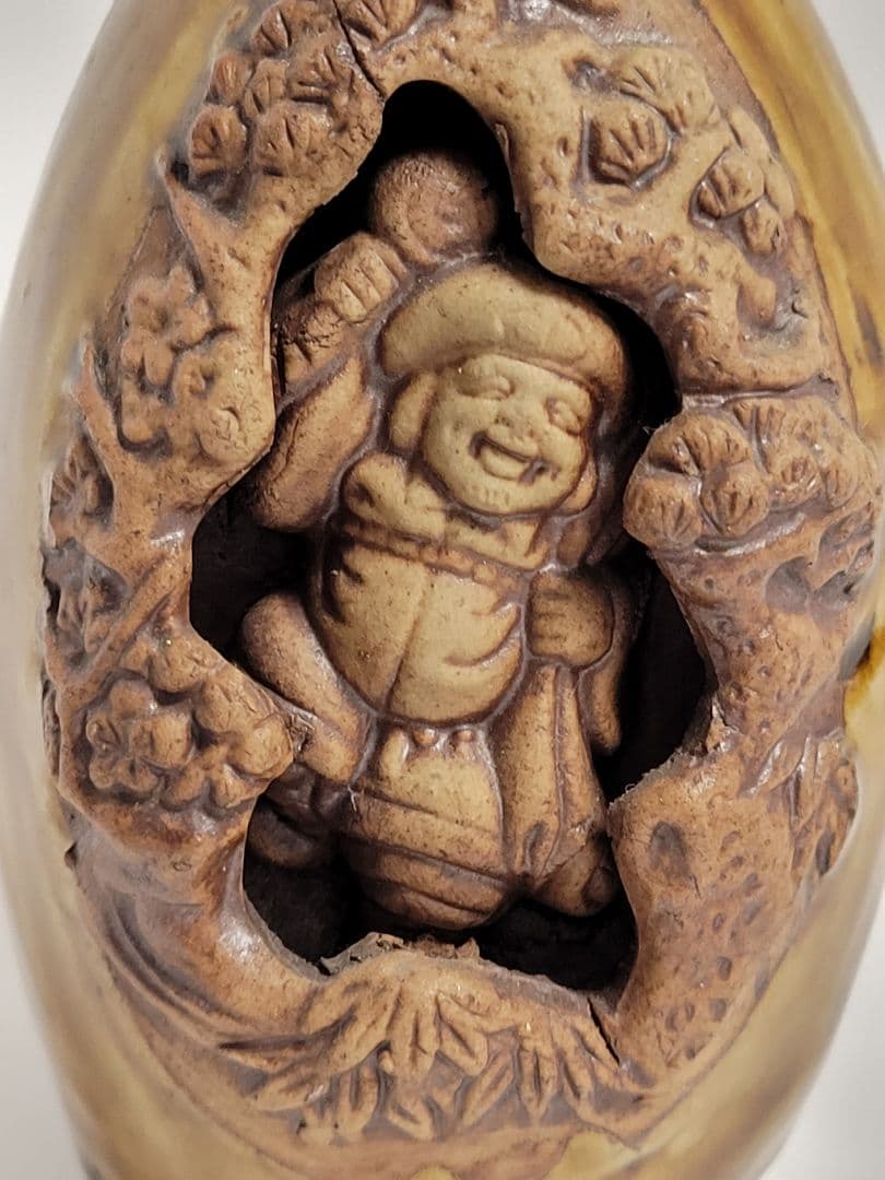 萬古焼 徳利 人見洞永 酒器 大黒様 縁起物 骨董品 アンティーク