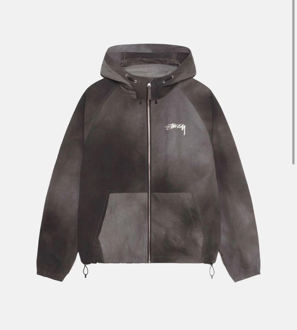 OLD STUSSY 刺繍ロゴ ダブルジップ ブラック ナイロンジャケット XL