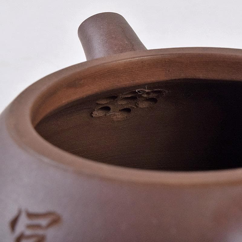 中国　寅春銘　紫砂　朱泥　漢詩刻　急須　茶壷　M　R8982