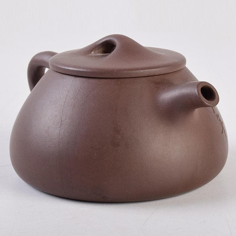 中国　寅春銘　紫砂　朱泥　漢詩刻　急須　茶壷　M　R8982