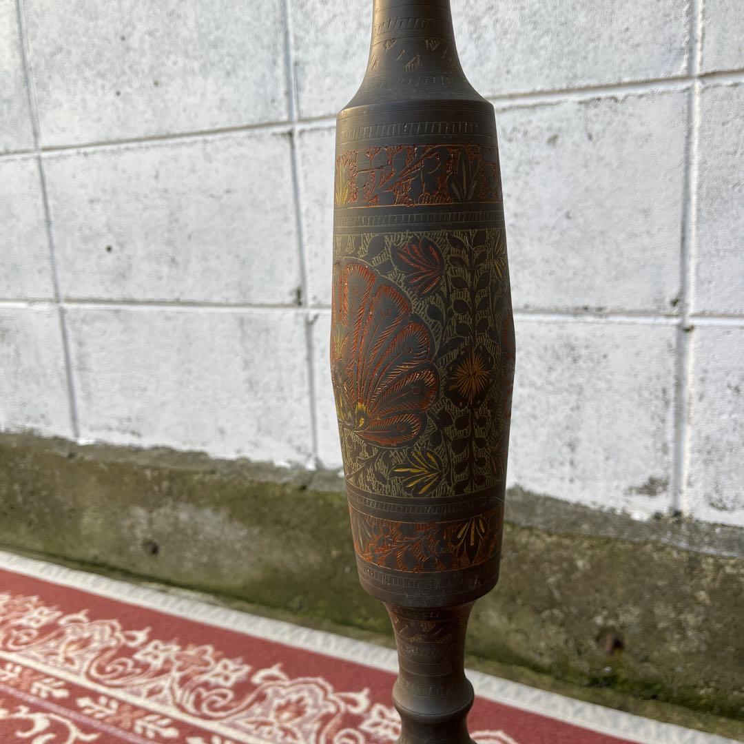 古雑貨アンティーク品◾️真鍮製 エスニックデザイン スタンドライト