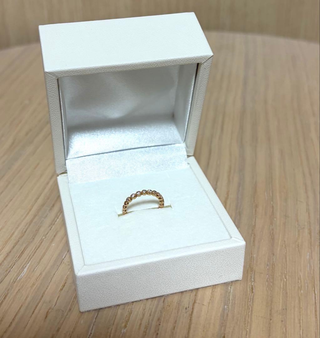 K18 PG１号0.10ct☆ダイヤモンド ハーフエタニティ ピンキーリング