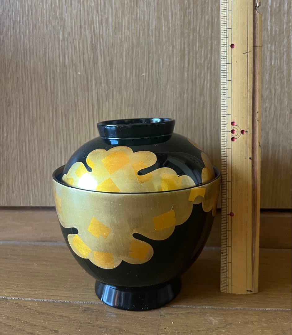 漆器椀 16個セット とフタのみ1個　金色の雲模様