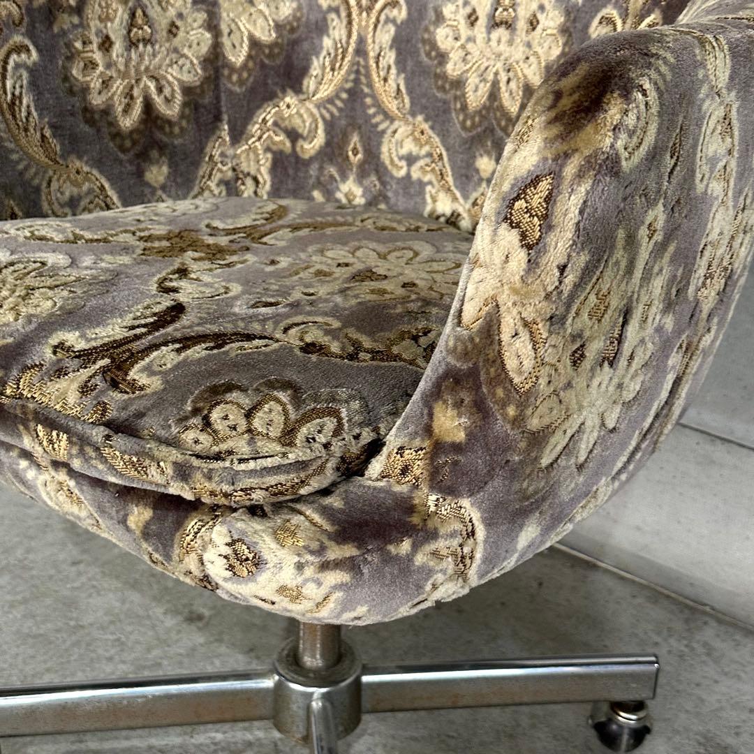 昭和レトロ ヴィンテージ ラウンジチェア 回転式 昇降 キャスター付