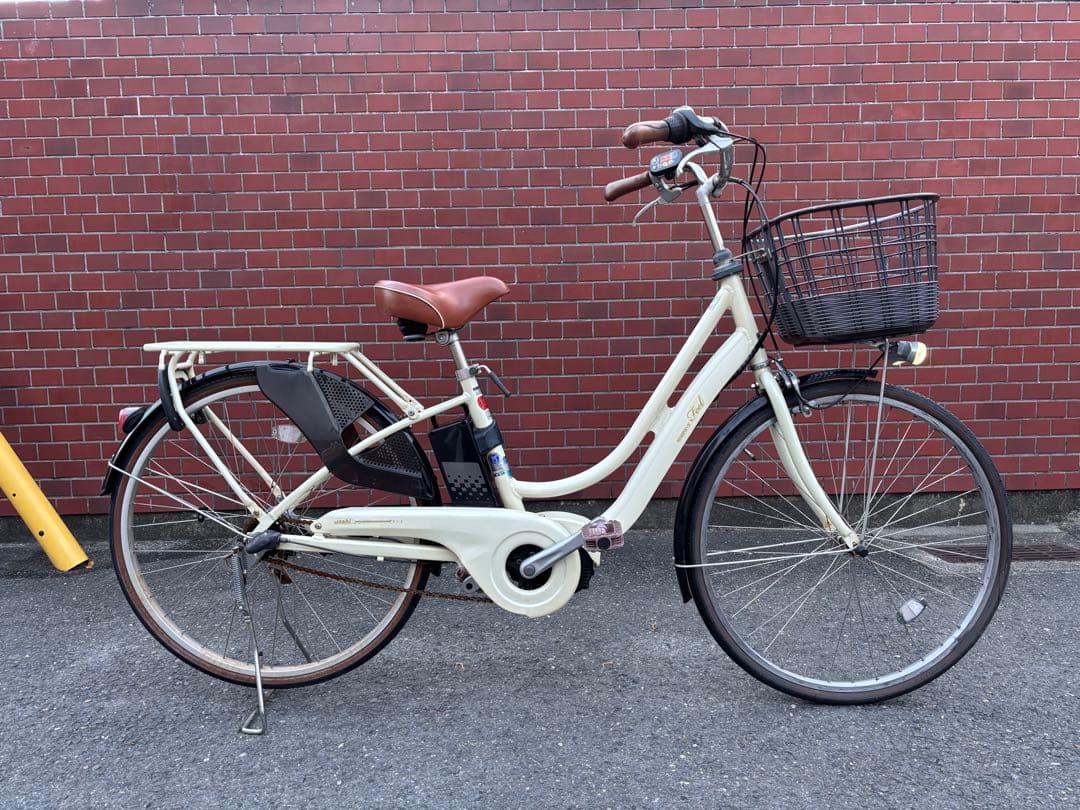 asahi 電動アシスト自転車 シティタイプ クリーム色 引き取り限定 自転車
