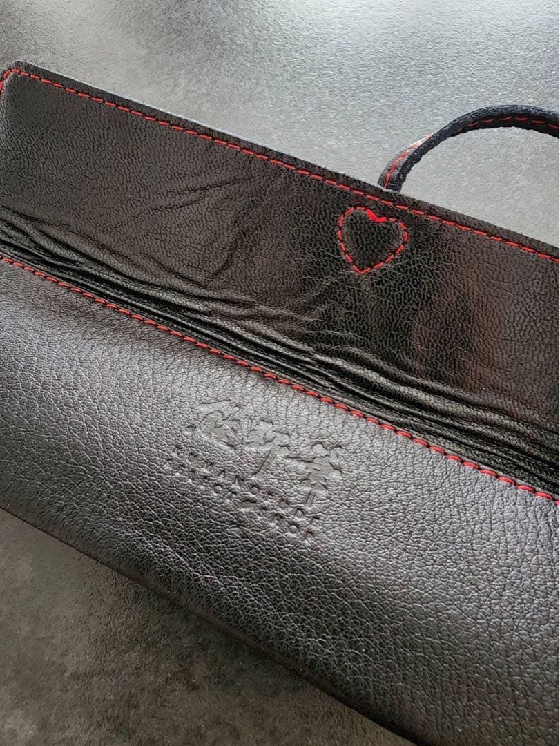 熊野化粧筆 竹宝堂 メイクブラシ4本 革ポーチセット