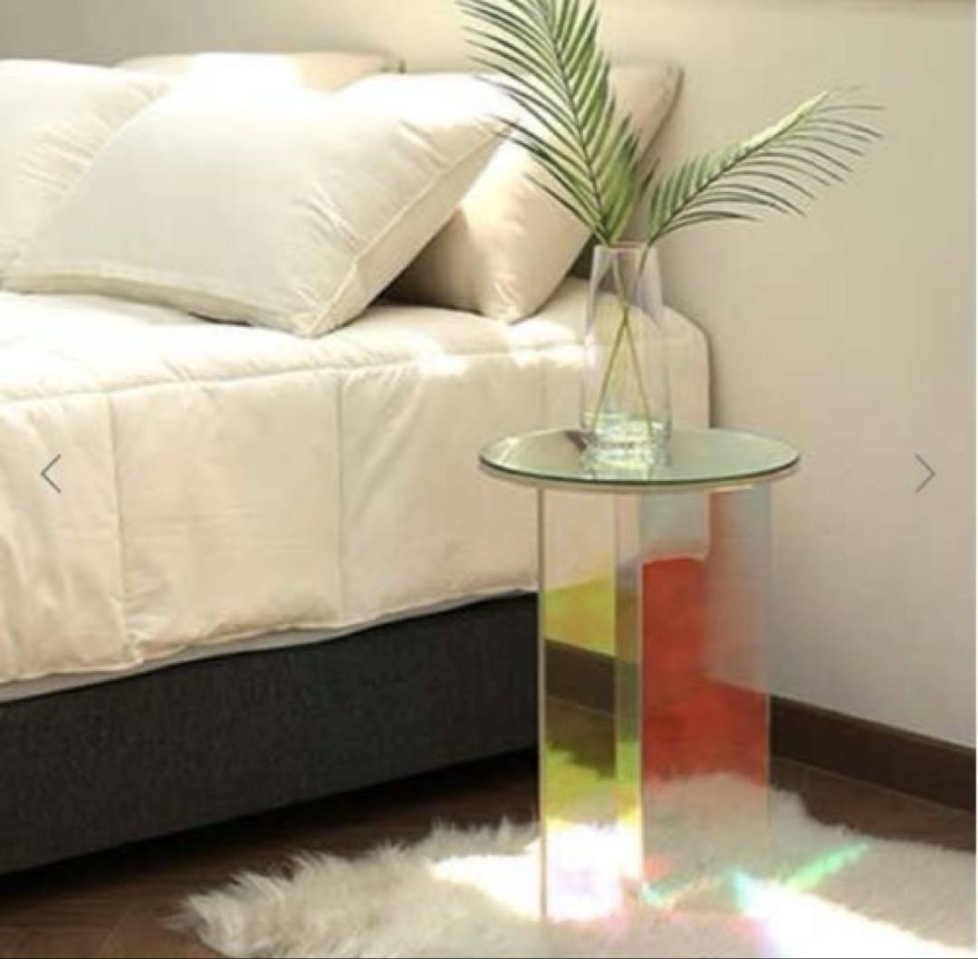 オーロラ ホログラム 韓国風アクリル形ミニサイドテーブル