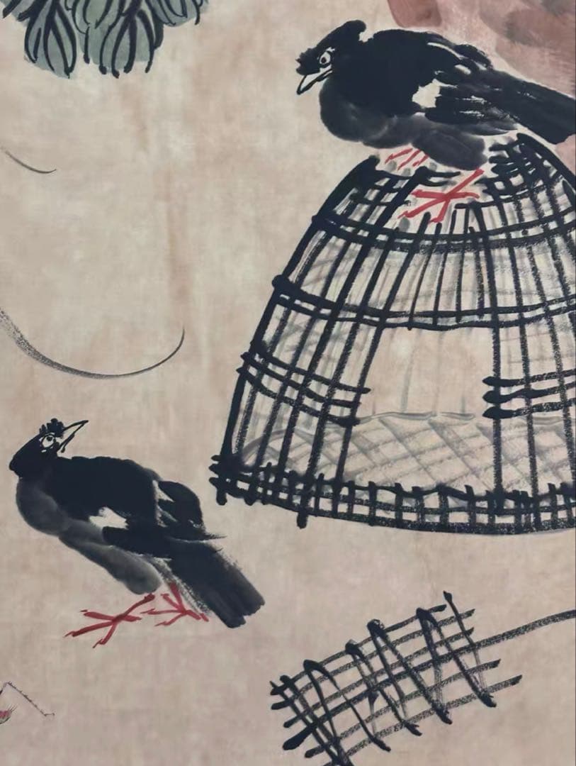 齊白石《秋趣図》中堂画｜掛け軸・実物撮影