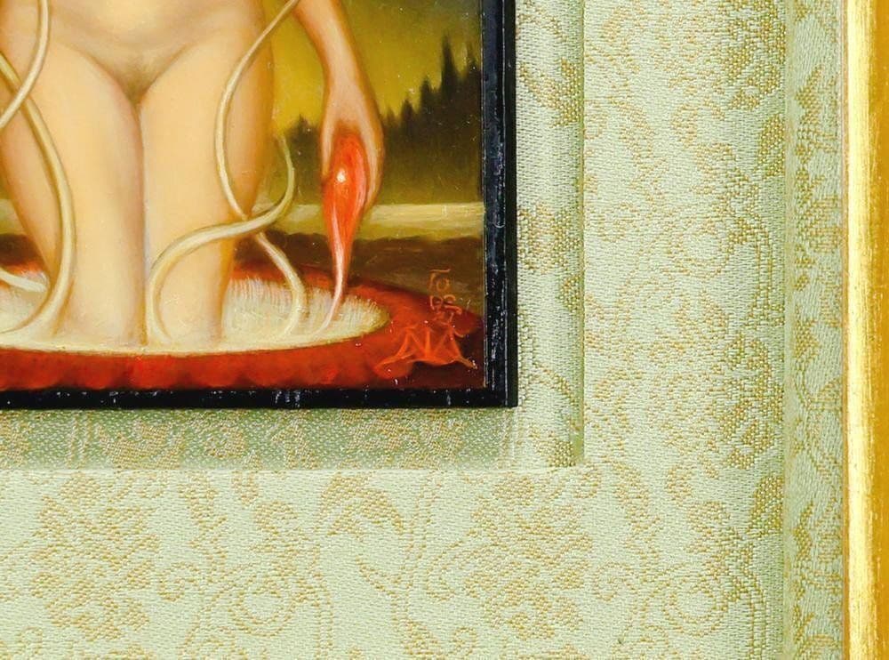 【真作】石野守一　無題　板に油彩