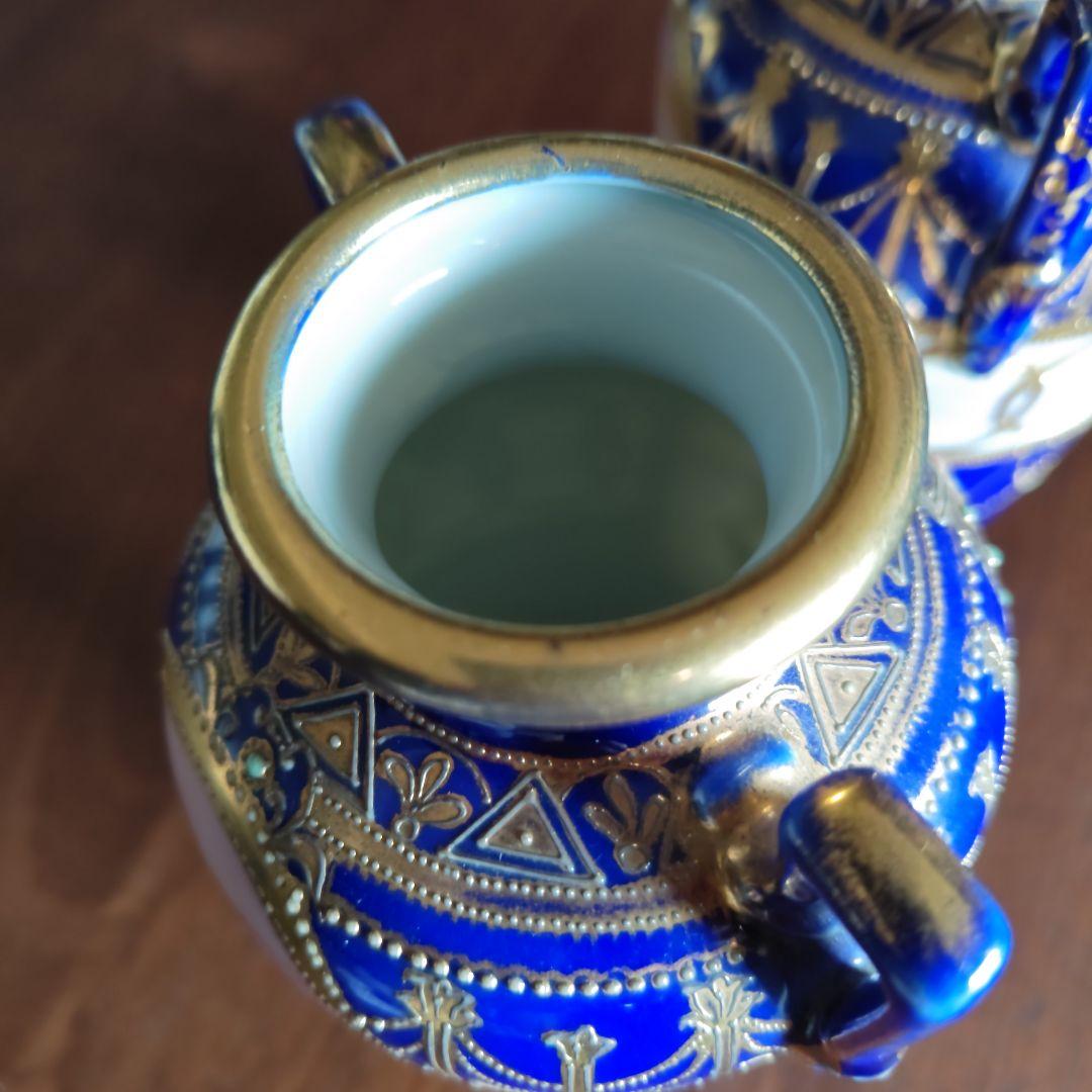 オールドノリタケ#アンティーク#食器#花瓶#コバルトブルー#金盛り