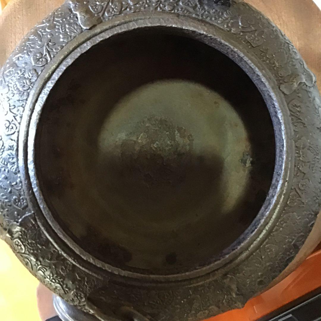 値下‼️江戸期祥雲堂造全面花付き二枚葉葵紋桐紋鉄瓶龍文堂