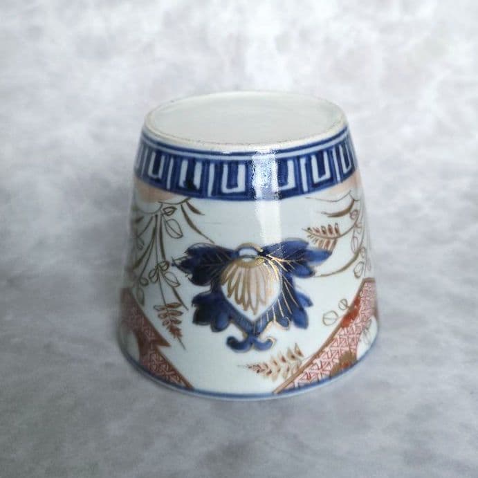 古伊万里 染付 金彩赤絵 大猪口 向付 江戸時代 骨董 金継ぎ