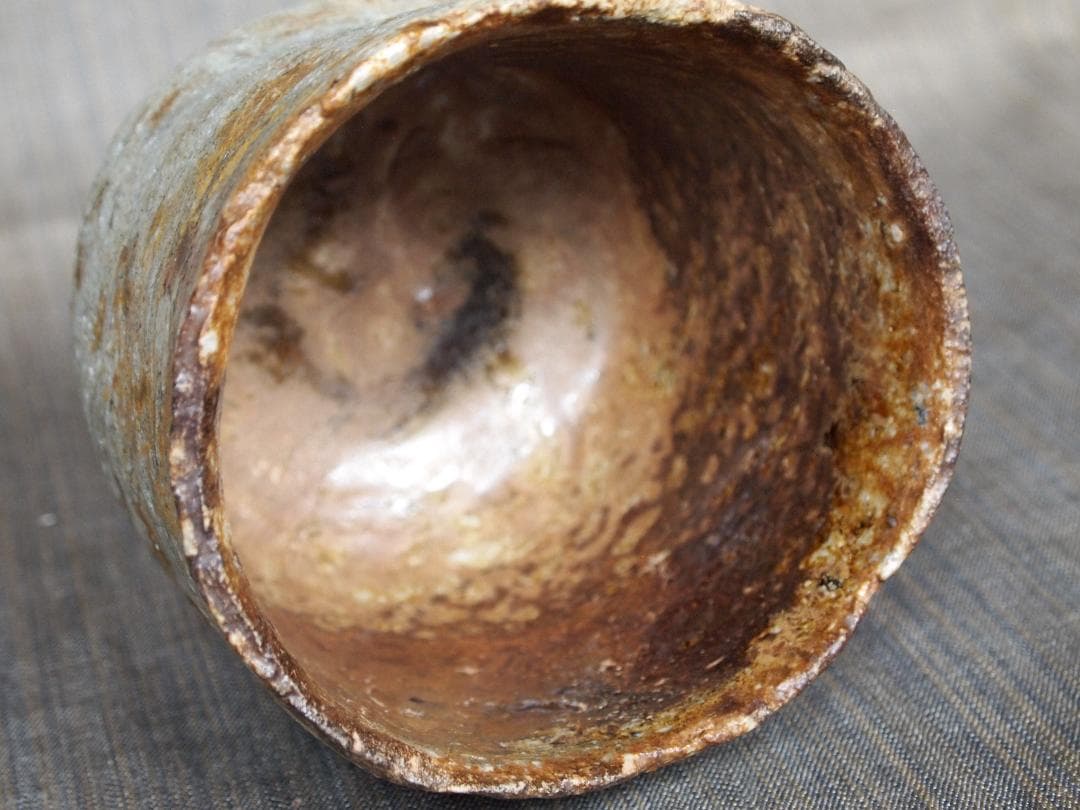 希少作★隠崎隆一【師：人間国宝　伊勢崎淳】備前《練り込み窯変》茶碗★共箱