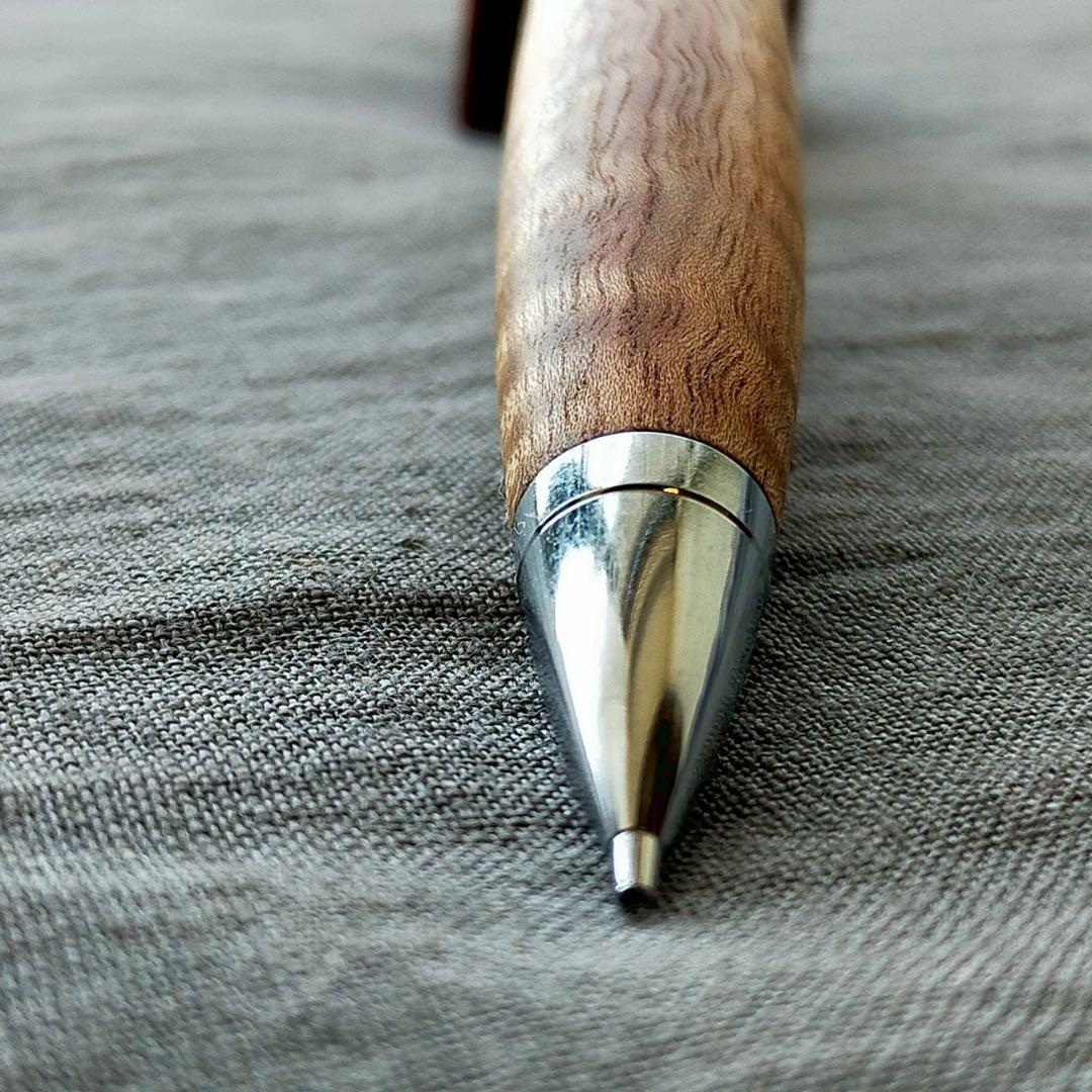 ハンドメイド　木軸シャープぺン　楠　極上　縮杢　0.5mm　ウッドペン　天然木