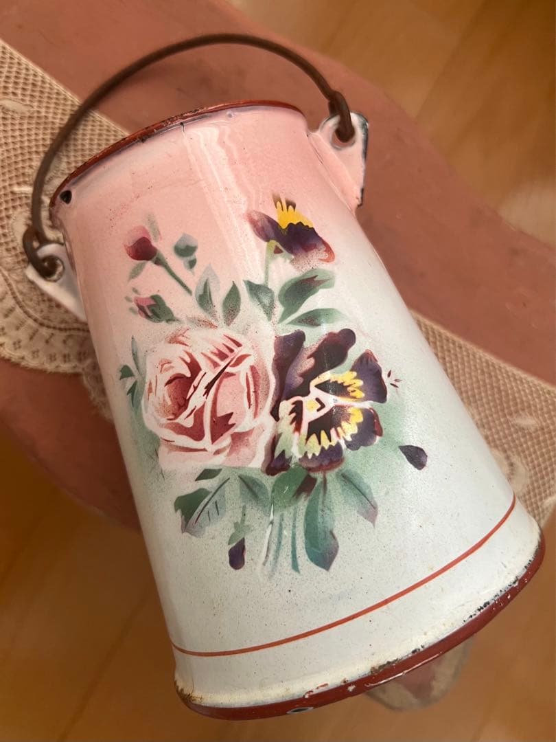 可憐♡アンティークホーロー JAPY ウェディング ピンク 小さな ミルク