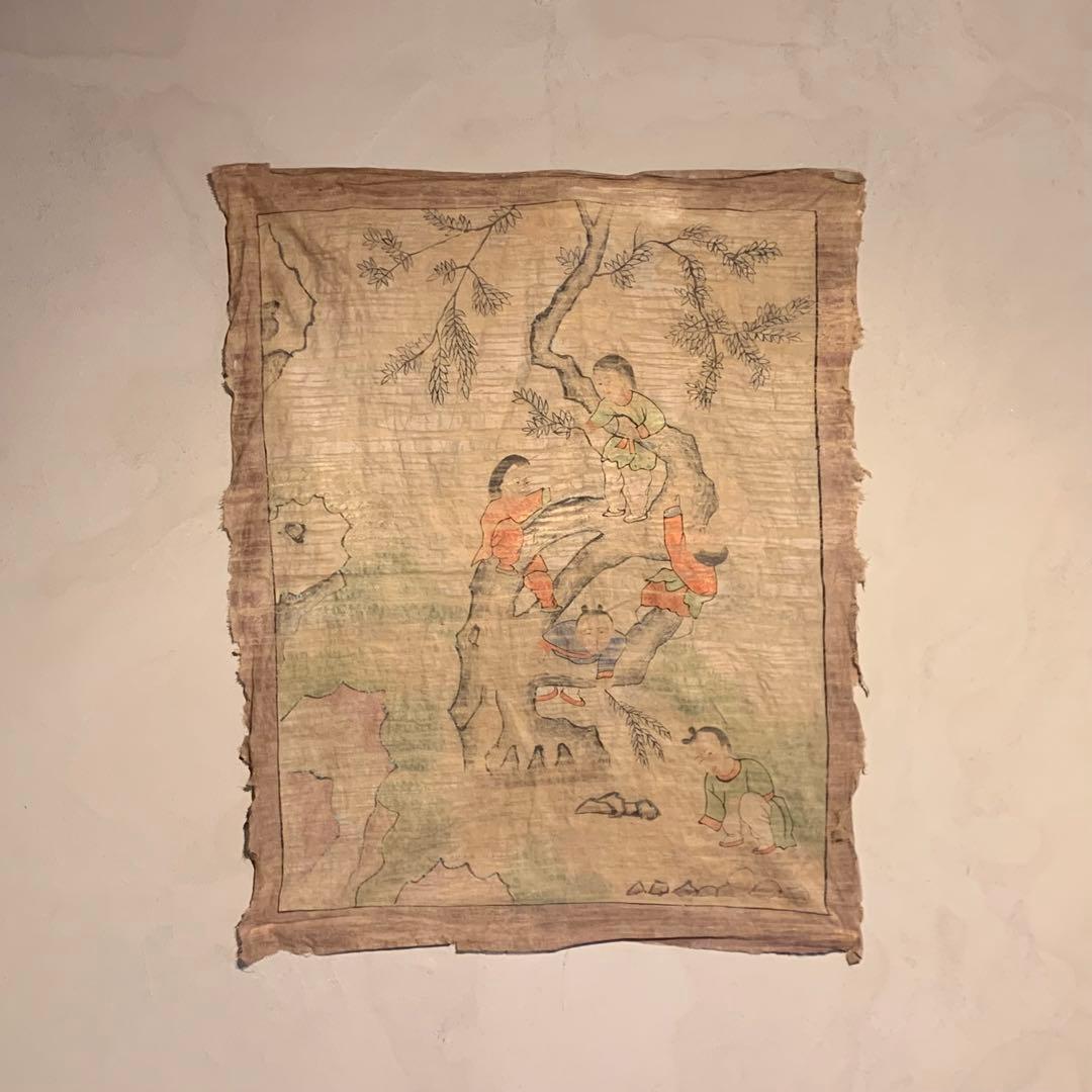 古い 襖絵 古道具 アンティーク 古美術 民画 絵画