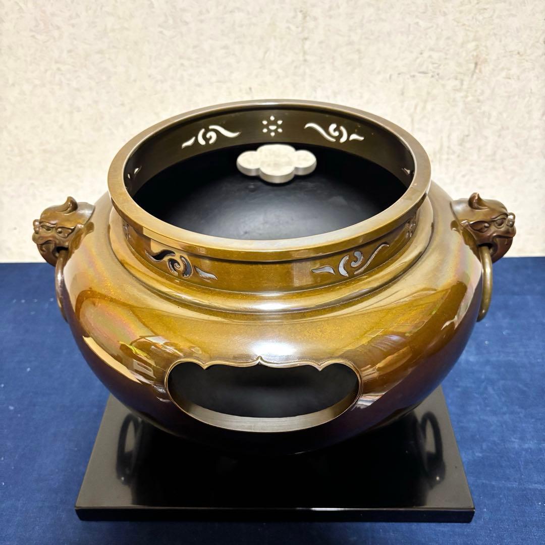人間国宝高橋敬典/風炉/茶釜 /唐銅鬼面風炉/風炉釜/野々田電熱器/敷板/