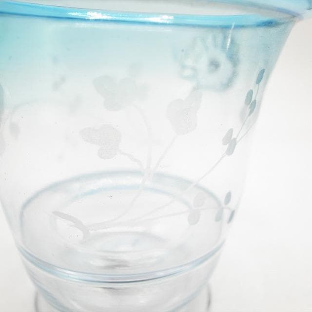 大正ガラス 水色縁 アイスペール 氷入れ 花器