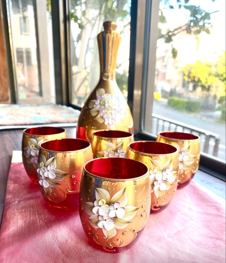 ベネチアングラス 金彩 デキャンター グラス6個 セット ベネチアン